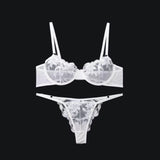 Black Floral Lingerie Bra Set