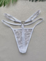 3pcs of Women'S Sexy Thongs, Highly Transparent Material, Heart-Shaped Metal Decoration, Sexy Women'S Underwear