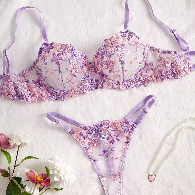 Women's Corset Bra Set with Lace