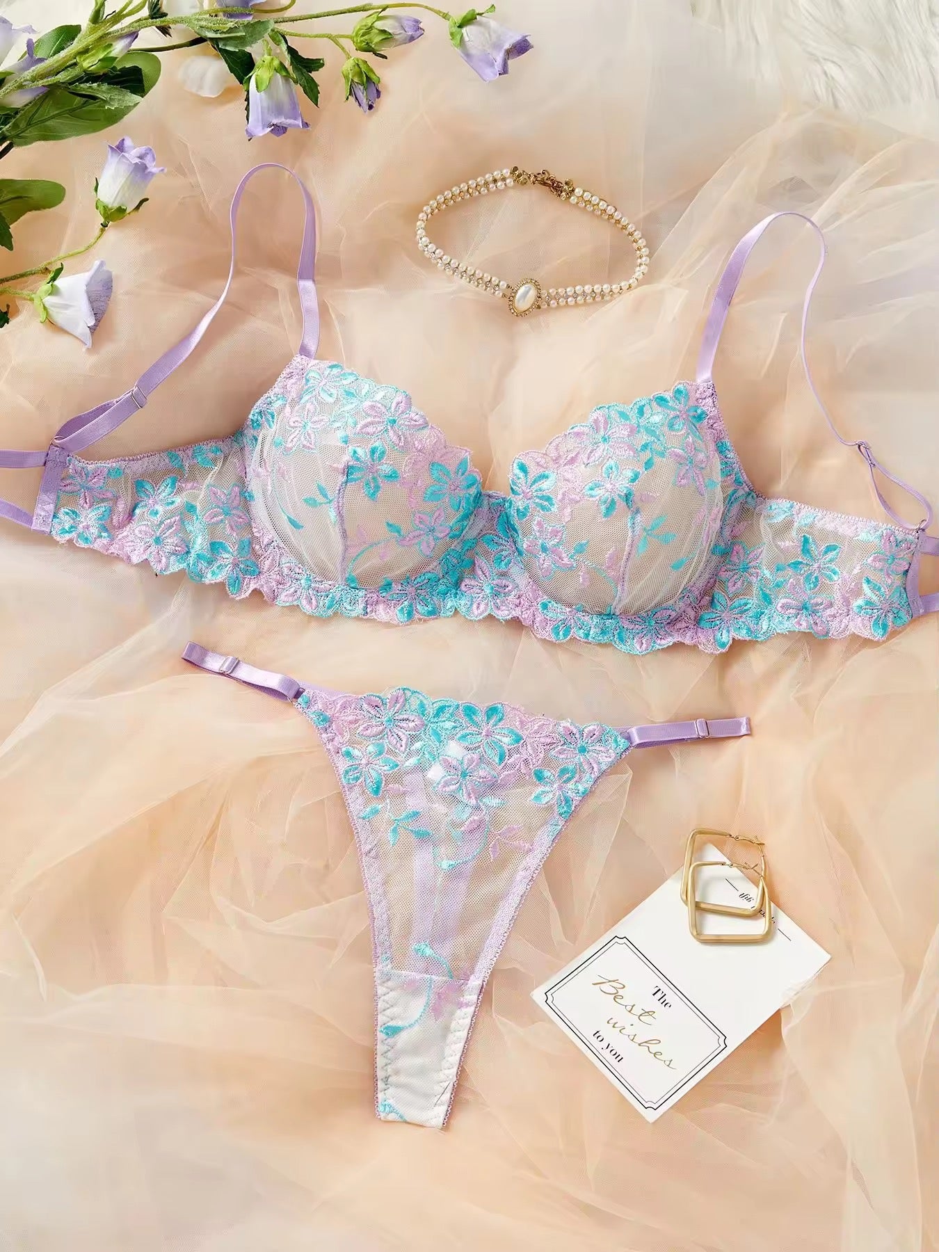 Women's Corset Bra Set with Lace