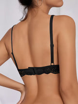 2pcs Black and White Soft-band French Romantic Semi-sheer Bra