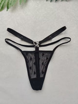 3pcs of Women'S Sexy Thongs, Highly Transparent Material, Heart-Shaped Metal Decoration, Sexy Women'S Underwear