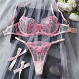 Enchanted Curve – Steel Ring Embroidered Lingerie Set