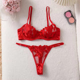 Elegant See Through Lace Bra Panty Set
