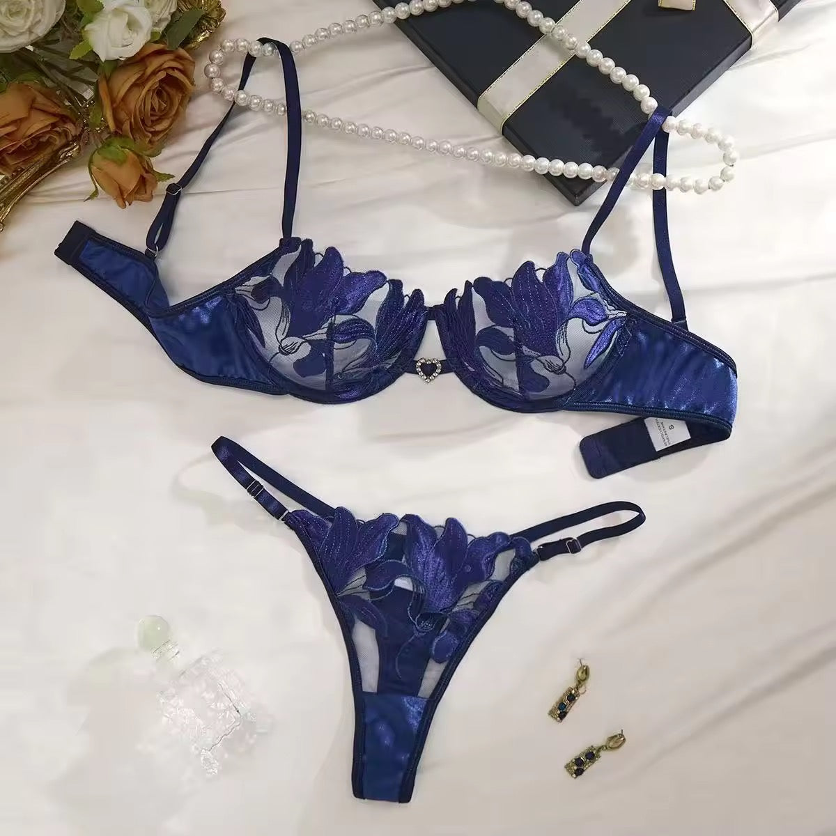Elegant See Through Lace Bra Panty Set
