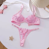 Elegant See Through Lace Bra Panty Set