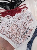 5-Pack Multi-Color Women's Panties, Pure Desire Style, Sexy, Lightweight, Hollow-Out Lace Patchwork with Crisscross Thin Strap Design, Thong