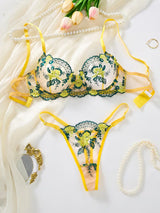 Enchanted Curve – Steel Ring Embroidered Lingerie Set