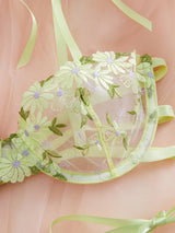 Dual-Tone Embroidered Lace Women's Lingerie Bra Set