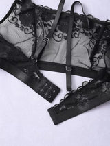 Tube Top Women's Sheer Unlined Bra-Style Black Patterned Lace