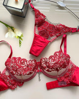 Lace Floral Bra and Panty Set