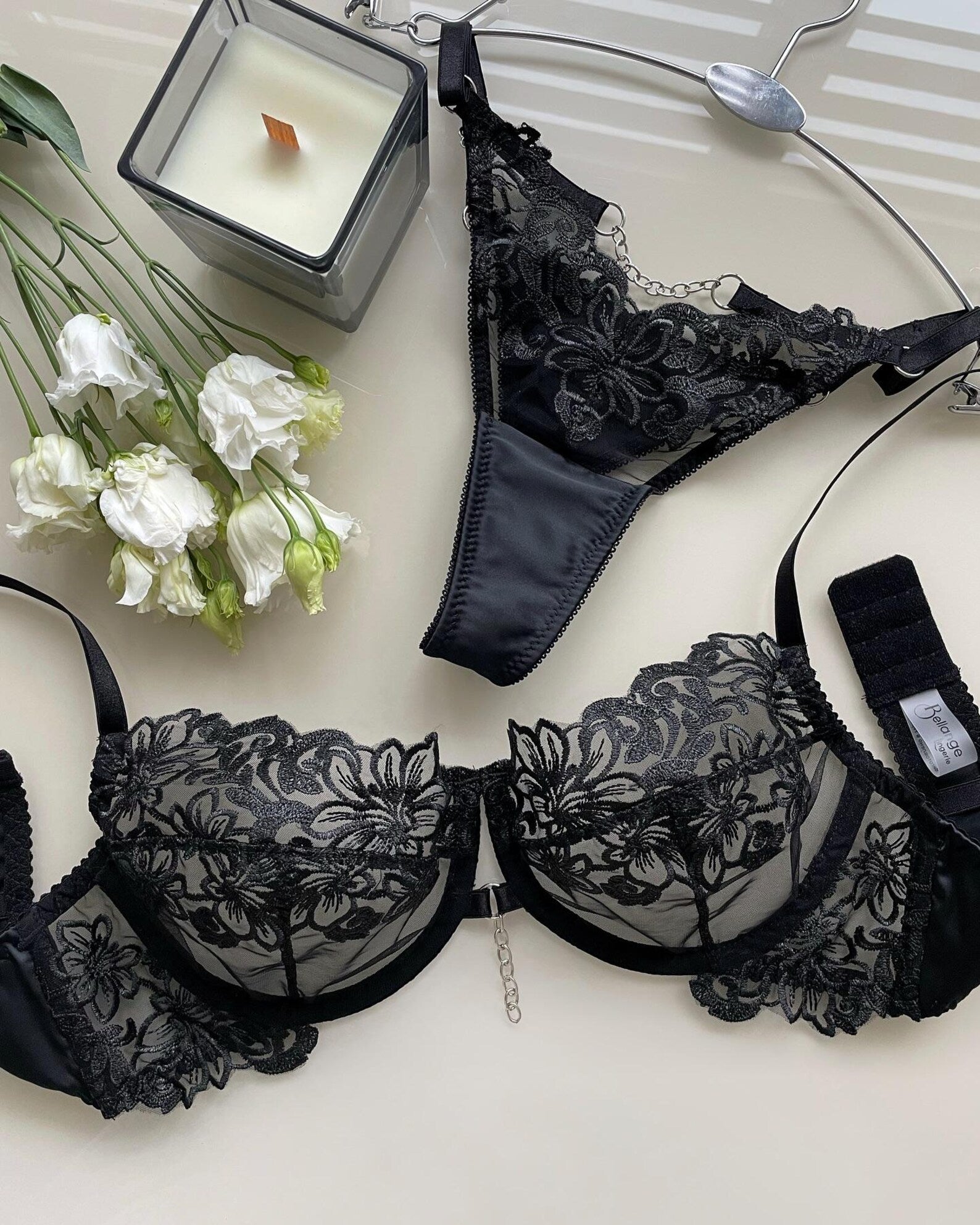 Lace Floral Bra and Panty Set