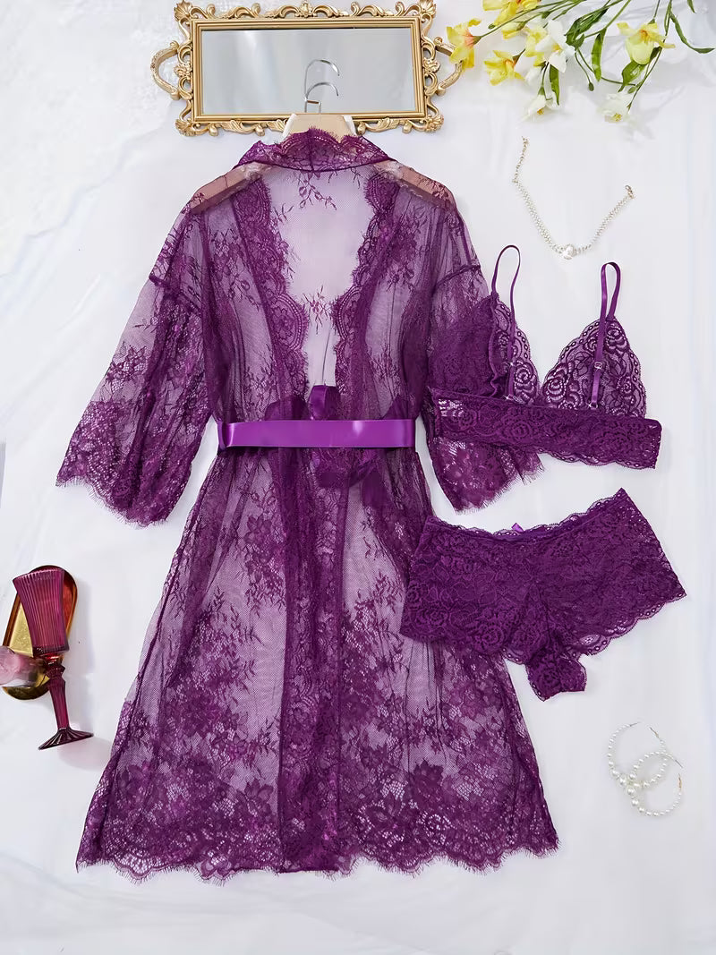 Eyelash Lace Wave Decorations, Ribbons, a Perfectly Paired Two-Piece Outfit