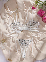 Dual-Tone Embroidered Lace Women's Lingerie Bra Set