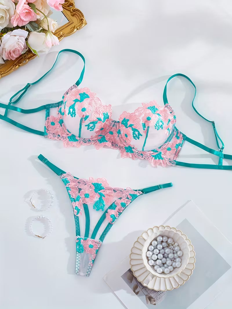 Bra & Matching Panties, Hand Washable Underwear Suit for s, Romantic & Special Occasion Wear