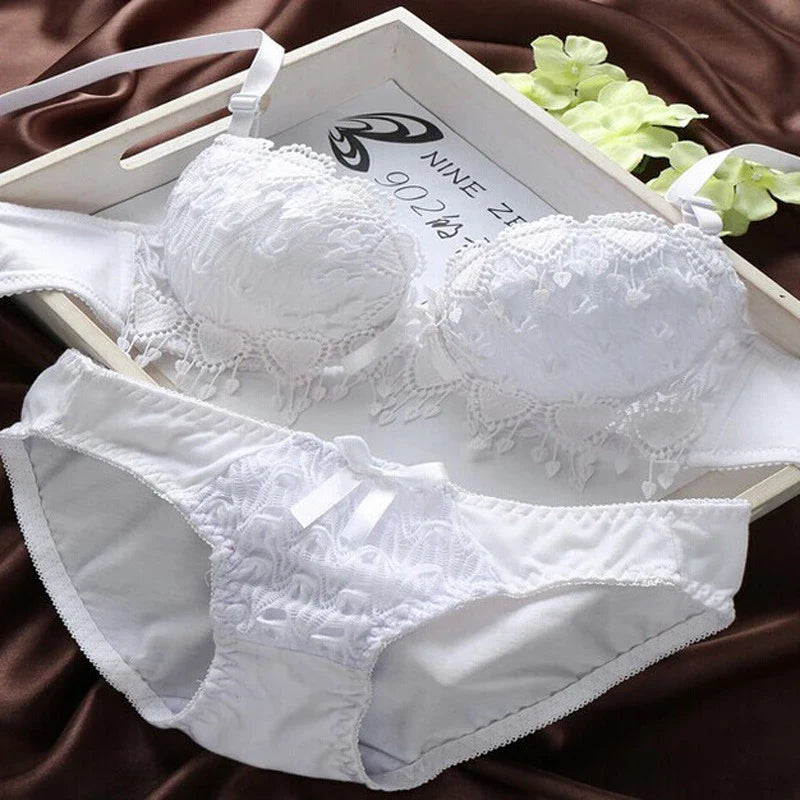 Embroidered & Push up Bra with flower underwear
