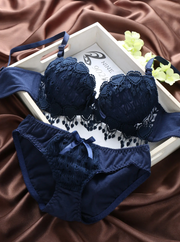 Embroidered & Push up Bra with flower underwear