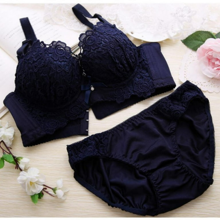 Wireless Embroidery Push up Bra with pantie Set
