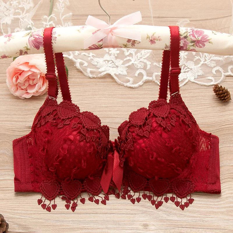Embroidered & Push up Bra with flower underwear